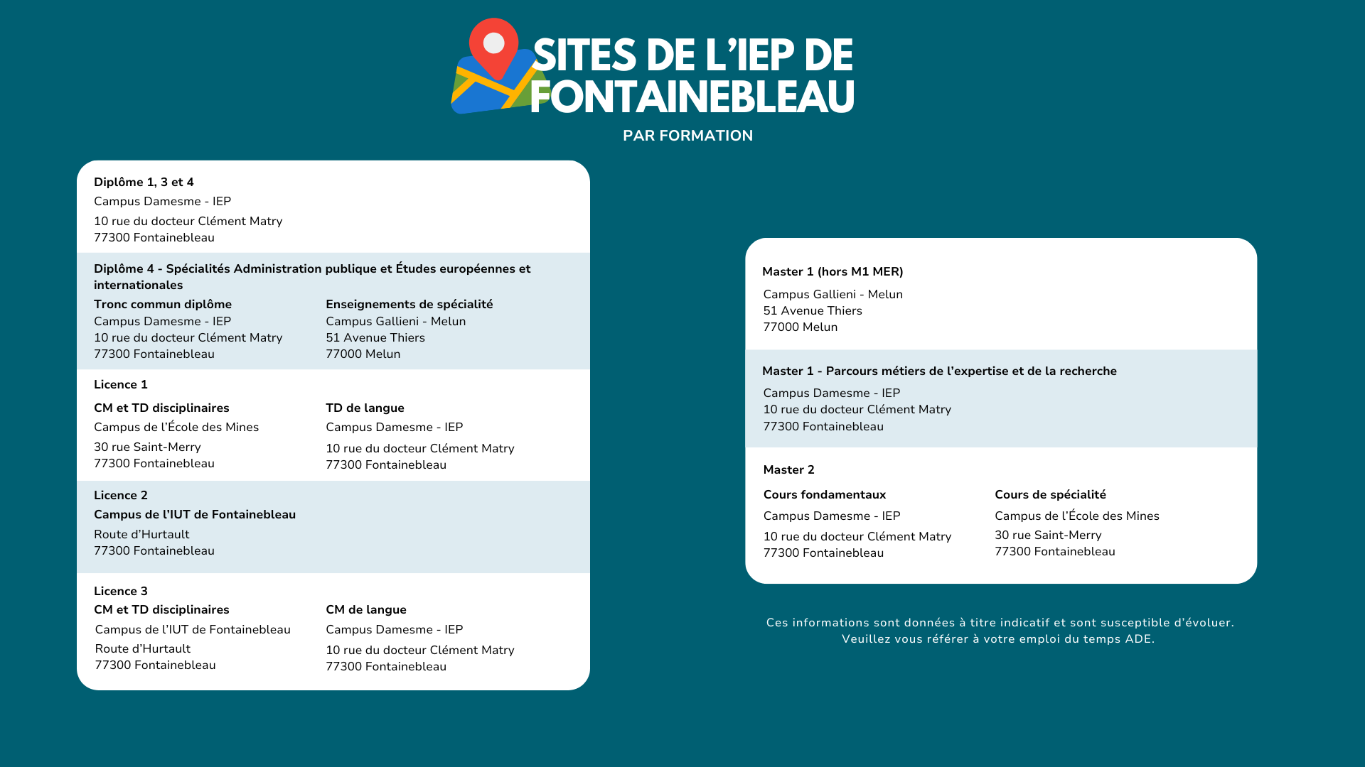 Campus de l'IEP par formation
